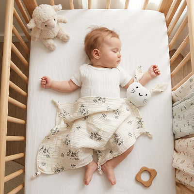 bebe dort dos berceau doudou lapin sur ventre