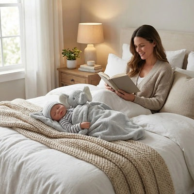 bebe-dort-lit-avec-doudou-pour-bebe-elephant-maman-lit