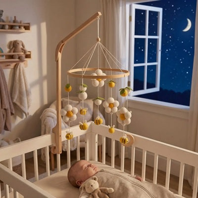 bebe dort nuit sereinement avec doudou mobile bebe fixe berceau