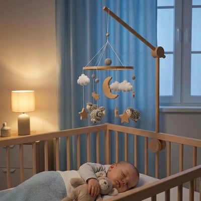 bebe dort paisiblement avec peluche mobile bebe fixe barreaux berceau