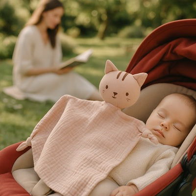 bebe dort poussette avec doudou pour bebe