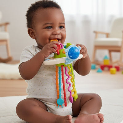 bebe heureux assis tient jouet eveil bebe