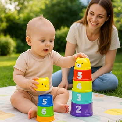 bebe joue jouet bebe 1 an dans jardin