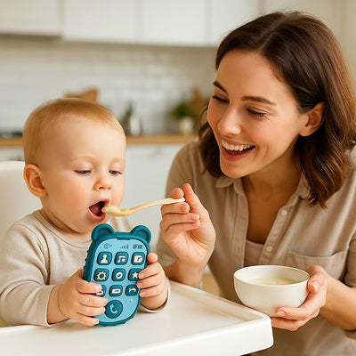 bebe jouet bebe 1 an telephone maman fait manger bebe