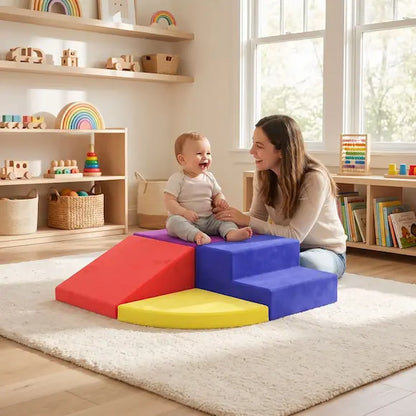 bébé joyeux assis parcours motricité bebe maman surveille