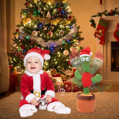 bébé joyeux assis près sapin noel peluche interactive chante répète