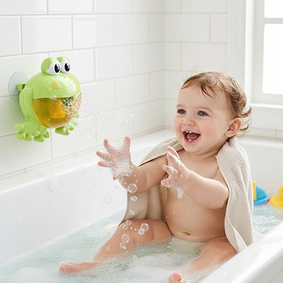bebe joyeux baignoire attrappe bulles du jouet de bain grenouille