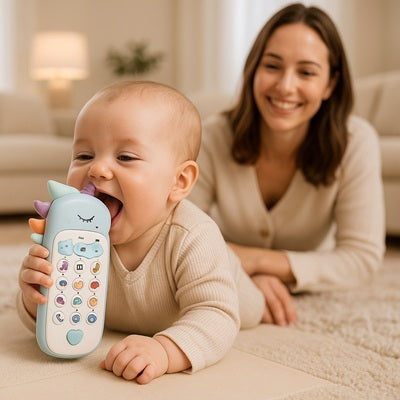 bebe mordille son jouet bebe 1 an maman sourit