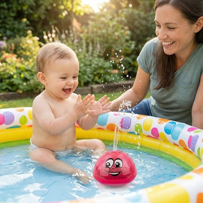 bebe piscine gonflable regarde jouet de bain bebe maman surveille