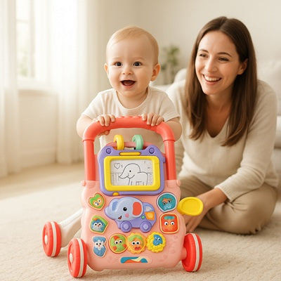 bebe pousse jouet bebe 1 an maman sourit