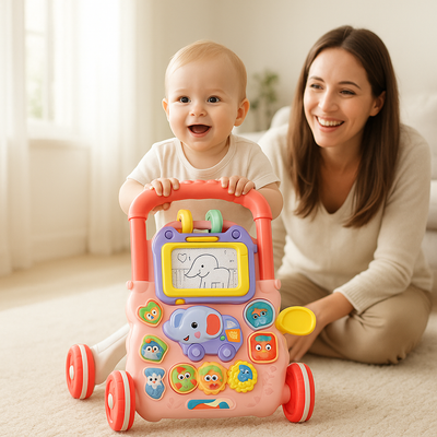 bebe pousse jouet bebe 1 an salon maman surveille