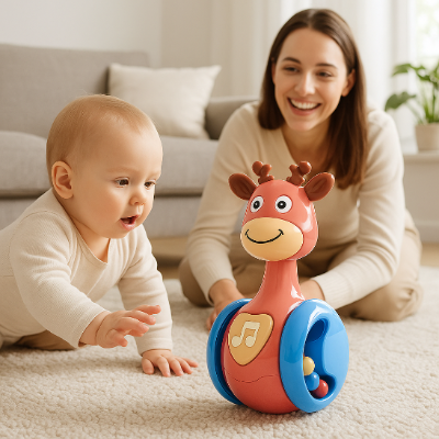 bebe quatre pattes attrape jouet bebe 1 an maman sourit