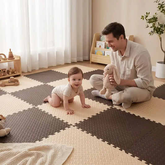 bébé quatre pattes papa doudou assis tapis en mousse puzzle
