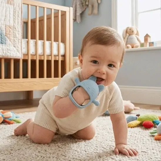 bébé quatre pattes tapis mord anneau de dentition bébé bleu