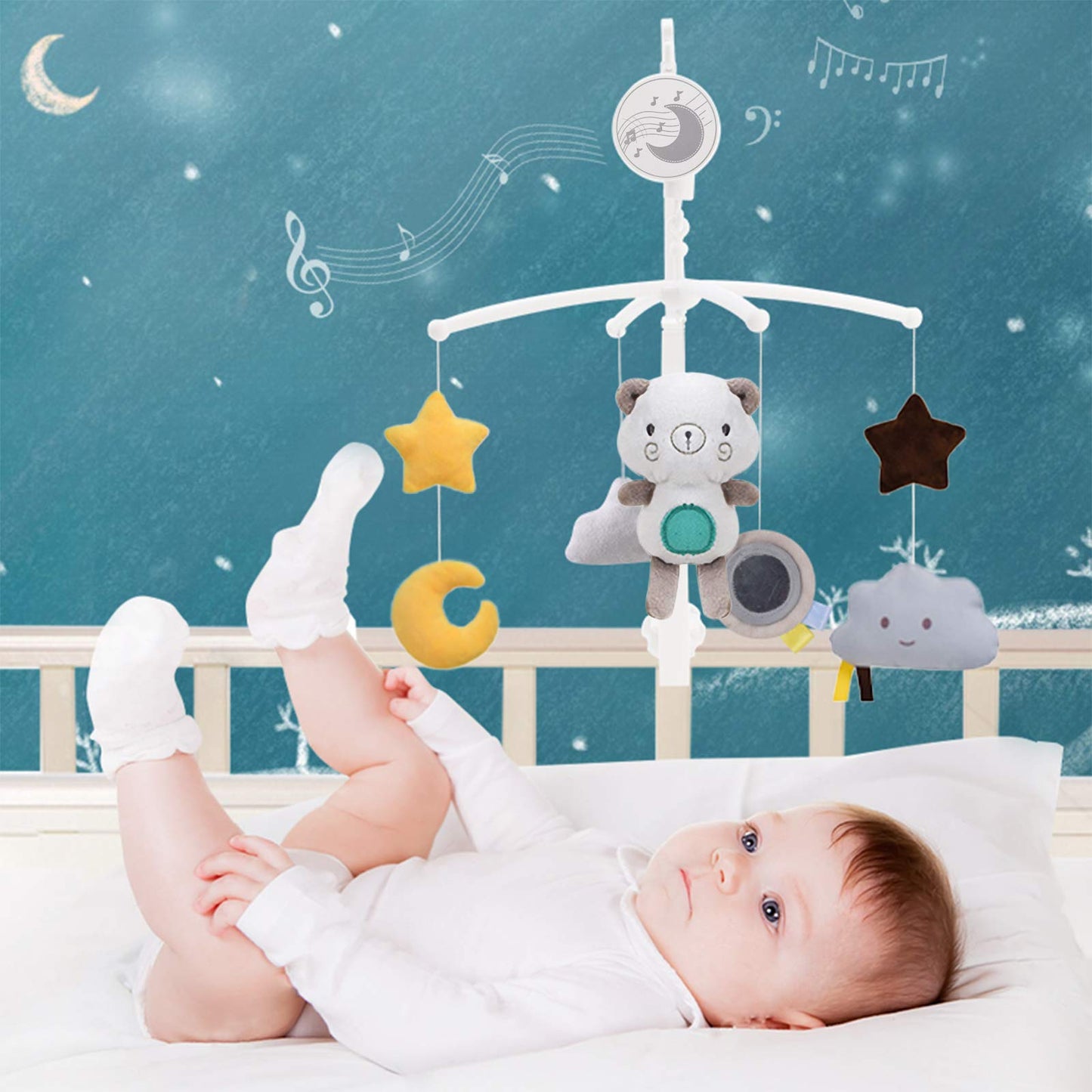 bebe regarde mobile musical bebe ourson