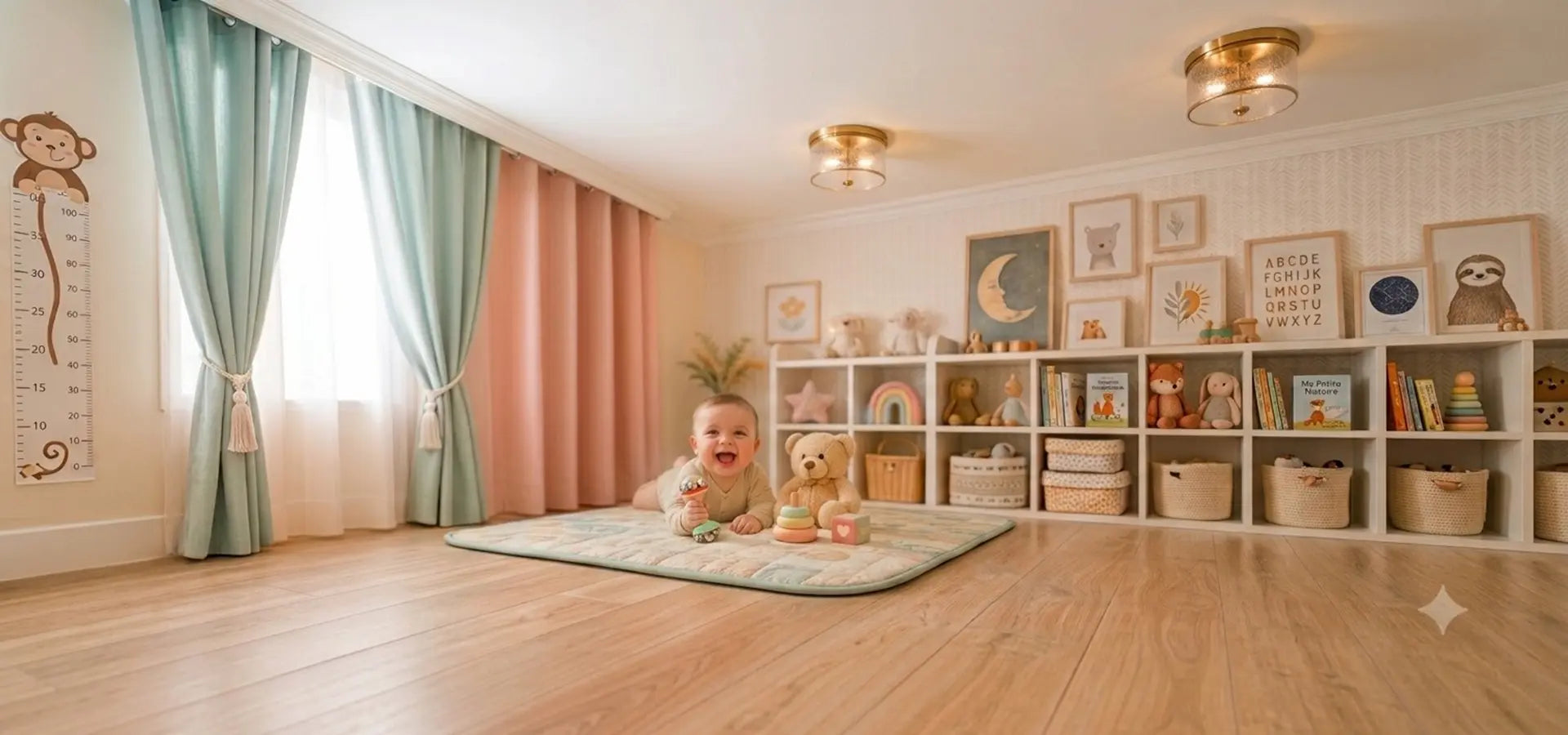 bébé souriant tummy time tapis tient hochet main ours jouets