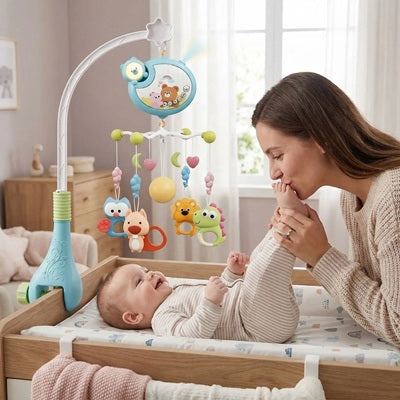 bebe table langer regarde mobile bebe maman bisou pied bebe