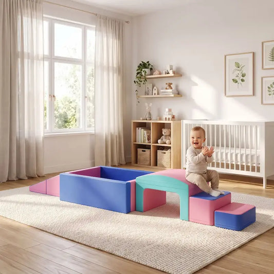 bébé tape mains assis marche parcours motricité bebe