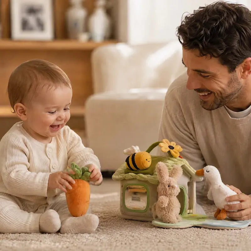 bébé tient carotte papa tient oie cube d activite bebe