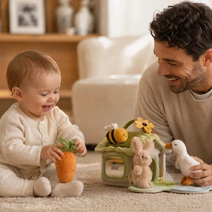 bébé tient carotte papa tient oie cube d activite bebe