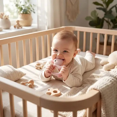 bébé tummy time berceau mord anneau dentition bebe carnard rose