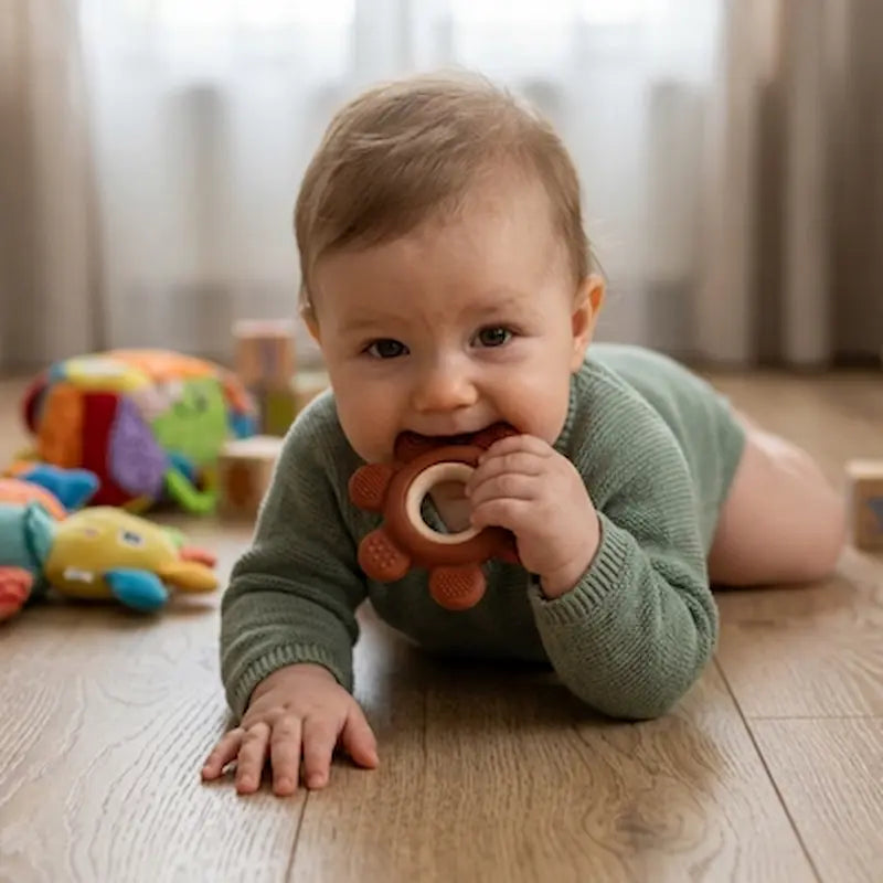 bébé tummy time mord anneau dentition bebe rouge