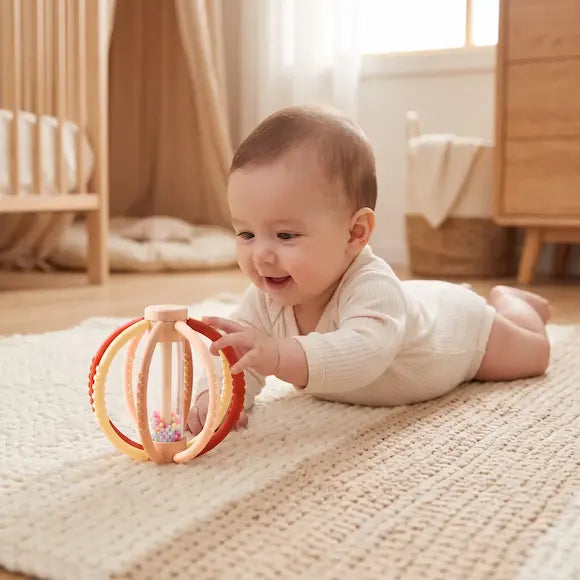 bébé tummy time touche hochet pour bebe rouge beige