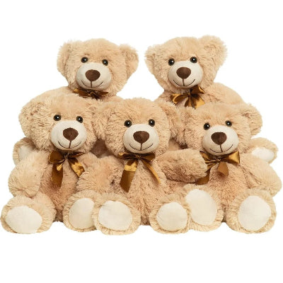 cinq ours en peluche beige