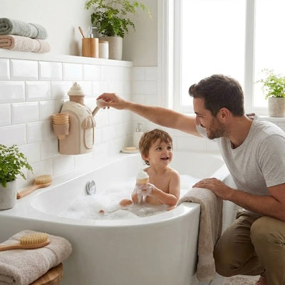 garcon bain joue jouet baignoire pour bebe papa active manivelle