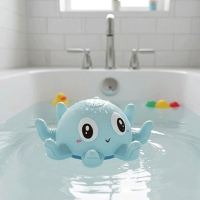 jouet baignoire bebe pieuvre bleu dans bain