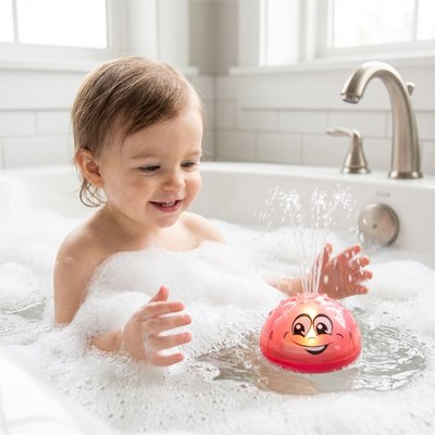 jouet de bain bebe rouge flotte dans baignoire bebe joyeux