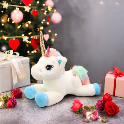 licorne peluche place pres sapin noel