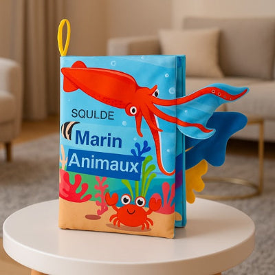 livre bebe en tissus pose table basse