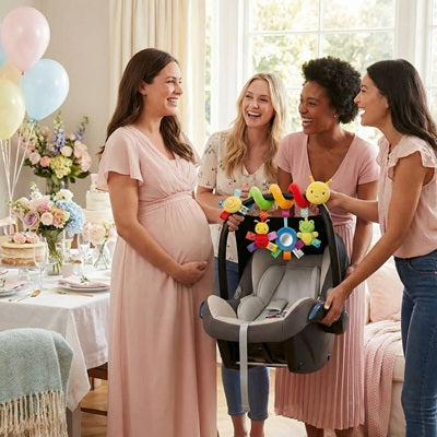 maman recoit cadeau siege bebe hochet pour bebe enroule barre
