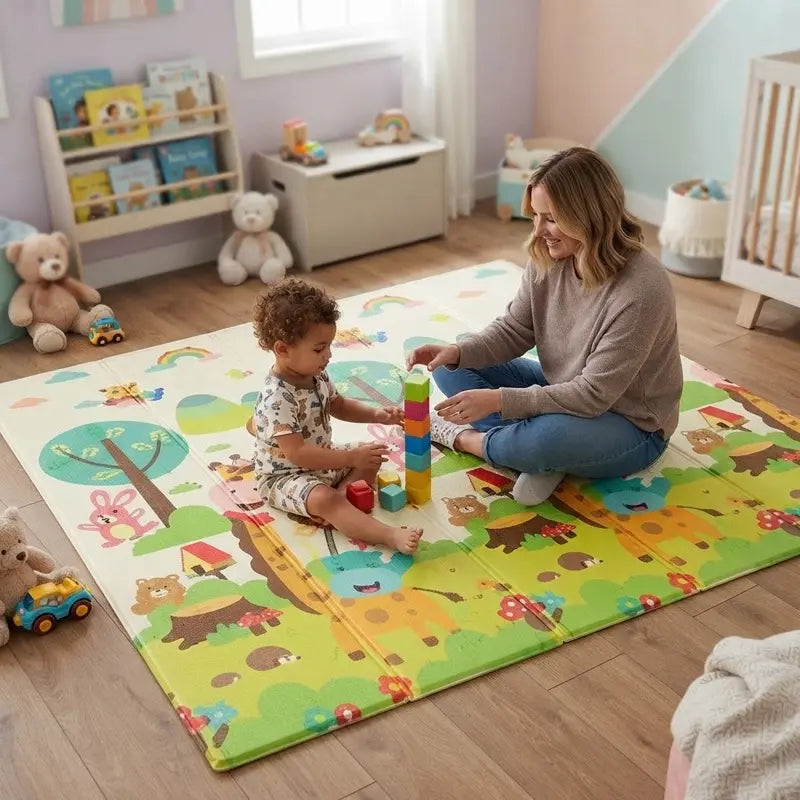maman tout petit assis tapis motricité bébé jouent ensemble