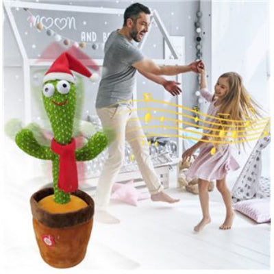 papa fille dansent avec peluche interactive cactus bebe noel