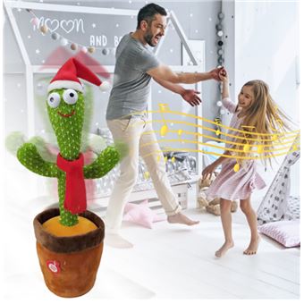 papa fille dansent avec peluche interactive cactus noel