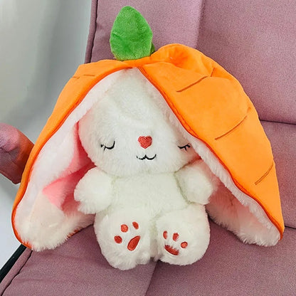 peluche qui respire lapin carotte sur canape