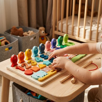petit assis petite table joue puzzle bebe