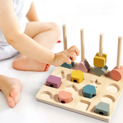 puzzle bebe quatre batons enfant emboite formes