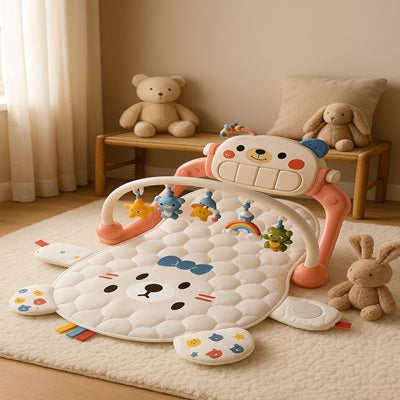 tapis d activite bebe rose dans chambre bebe