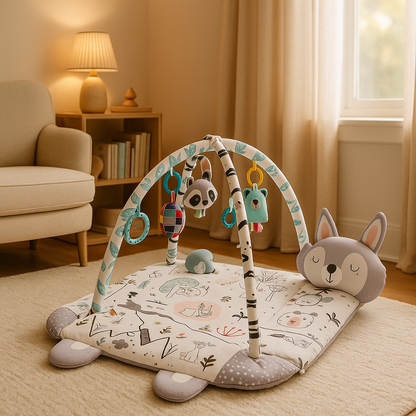 tapis d eveil bebe dans salon pres fenetre