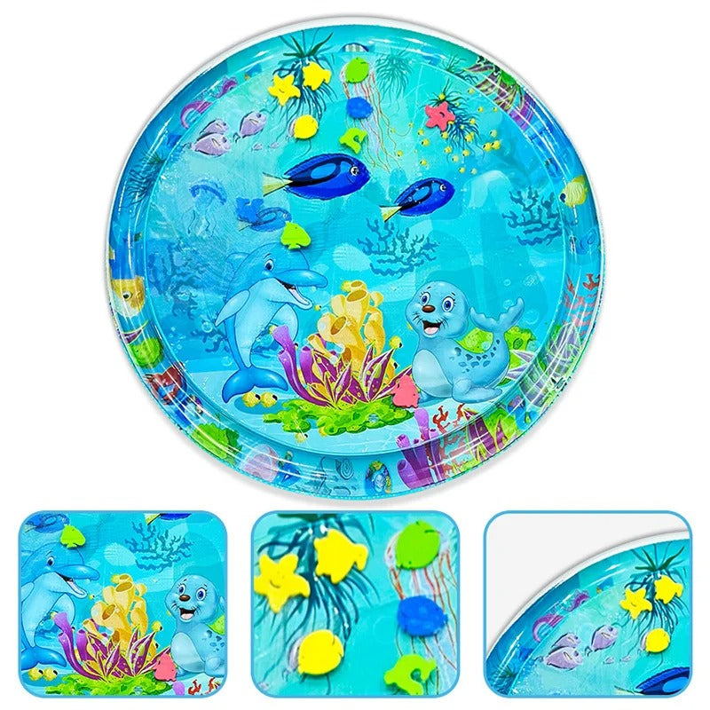 tapis de jeu bebe bleu motifs ocean detailles