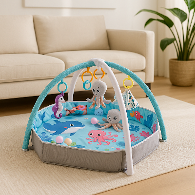 tapis de jeu bebe devant canape salon