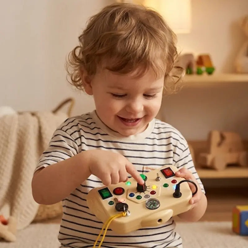 tout petit tient busy board bebe beige
