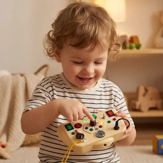 tout petit tient busy board bebe beige