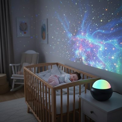 veilleuse projection bebe projette une galaxie bebe dort berceau